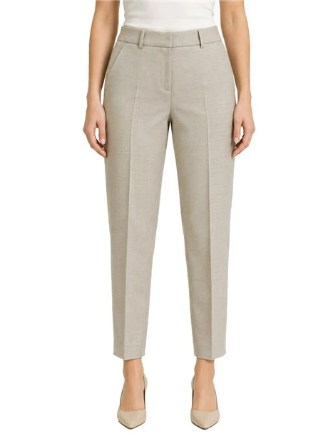 PANTALONI CROPPED IN PURA LANA CON PIEGA STIRATA DONNA VERDE