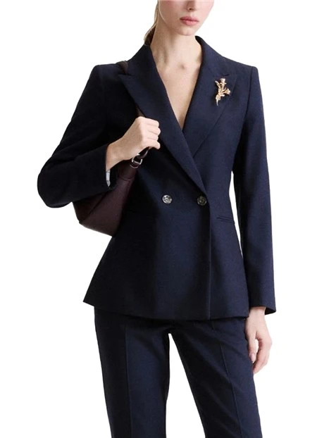 GIACCA  DOPPIOPETTO IN MISTO LANA STRETCH DONNA BLU