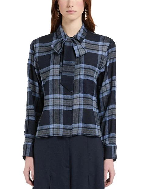 CAMICIA IN MISTO LANA CON FUSCIACCA DONNA BLU