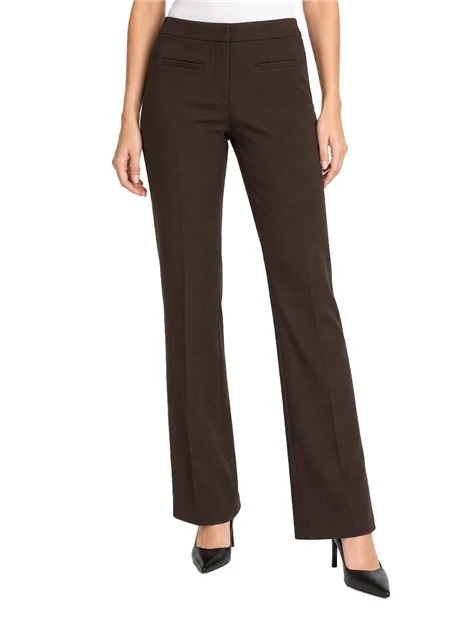 PANTALONI PALAZZO IN CAVALRY STRETCH DONNA MARRONE