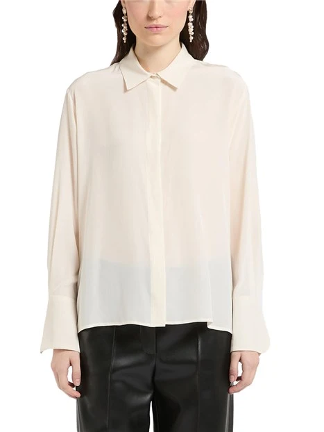 CAMICIA IN CRÊPE DE CHINE DI PURA SETA DONNA BIANCO