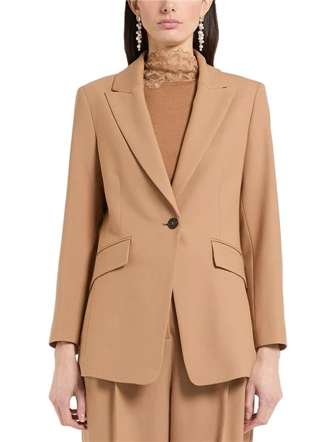 GIACCA MONOPETTO IN MISTO LANA STRETCH DONNA MARRONE