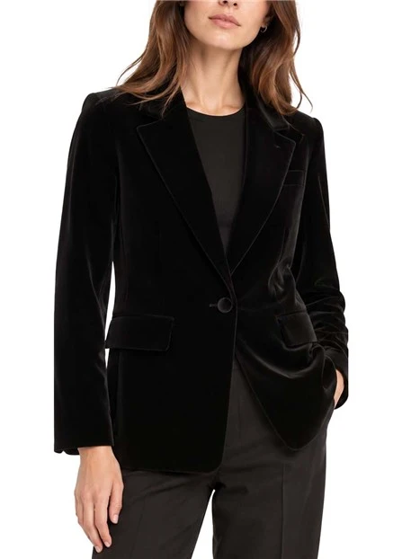 BLAZER IN JERSEY EFFETTO VELLUTO DONNA NERO