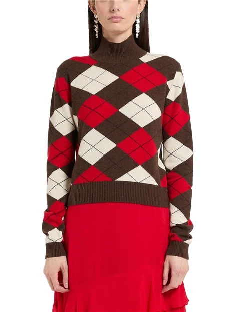 MAGLIA DOLCEVITA IN LANA E CASHMERE DONNA ROSSO