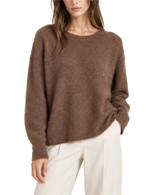 MAGLIA GIROCOLLO N MISTO ALPACA SURI DONNA MARRONE