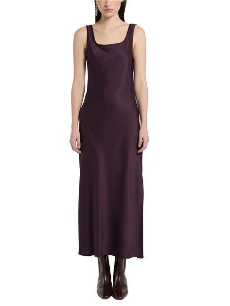 VESTITO LUNGO  IN RASO TECNICO CON SPALLINE SOTTILI DONNA VIOLA