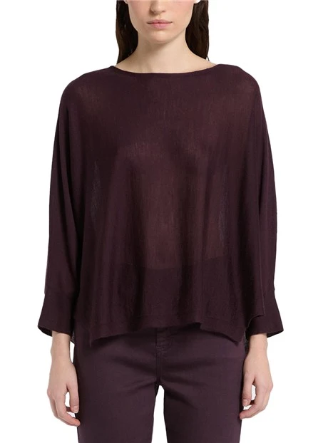 MAGLIA CON SCOLLO A BARCA IN PURA LANA SUPER LIGHT  DONNA VIOLA