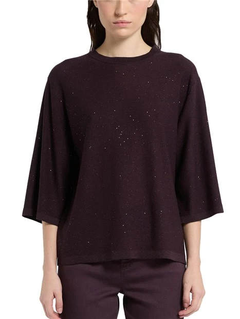MAGLIA GIROCOLLO CON MICRO PAILLETTE DONNA VIOLA