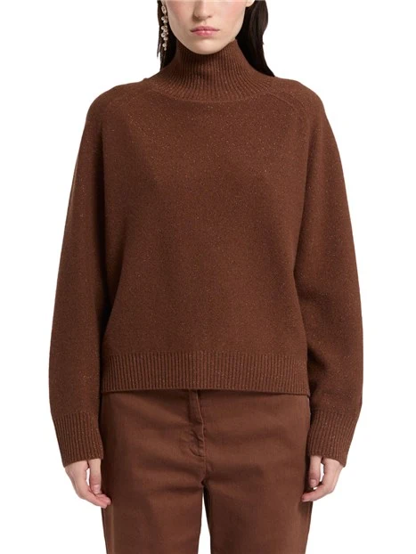MAGLIA DOLCEVITA N LANA CASHMERE E LUREX DONNA MARRONE