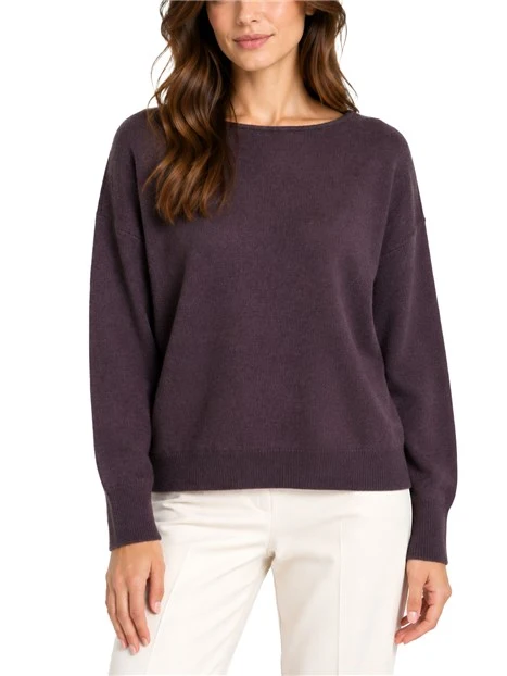 MAGLIA CON SCOLLO A BARCA IN PURO CASHMERE DONNA VIOLA