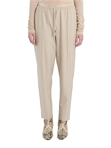 PANTALONI JOGGERS IN TWILL DI MISTO VISCOSA STRETCH DONNA BEIGE