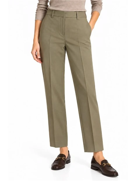 PANTALONI CROPPED IN GABARDINA DI LANA VERGINE DONNA VERDE