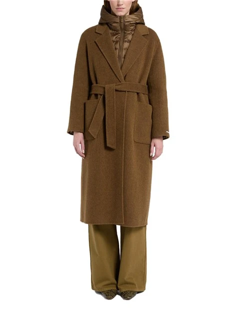 CAPPOTTO LUNGO IN DOUBLE DI LANA E ALPACA CON IMBOTTITURA IN PIUMINO DONNA VERDE