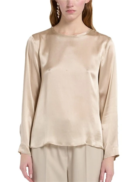 BLUSA IN RASO DI MISTO SETA DONNA BEIGE