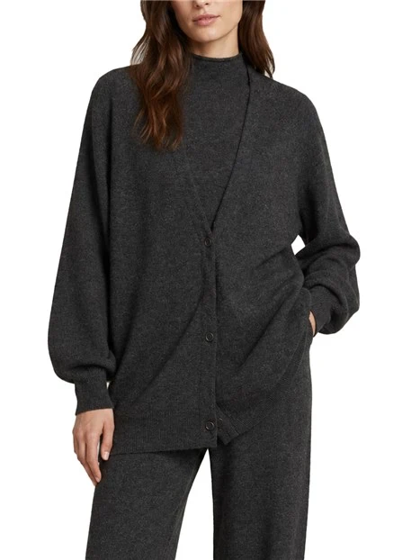 CARDIGAN OVERSIZE IN LANA E CASHMERE DONNA ANTRACITE