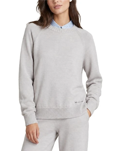 MAGLIA GIROCOLLO CON PICCOLO LOGO RICAMATO IN LANA VERGINE DONNA GRIGIO