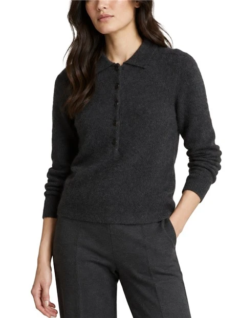 POLO IN MAGLIA IN LANA E CASHMERE DONNA ANTRACITE