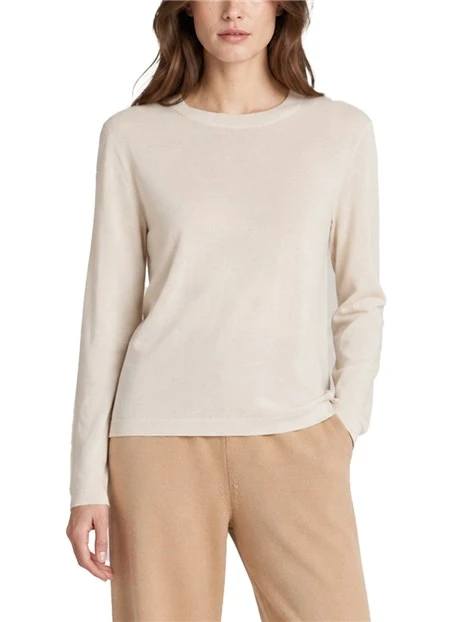 MAGLIA GIROCOLLO SLIM IN LANA E CASHMERE DONNA BEIGE