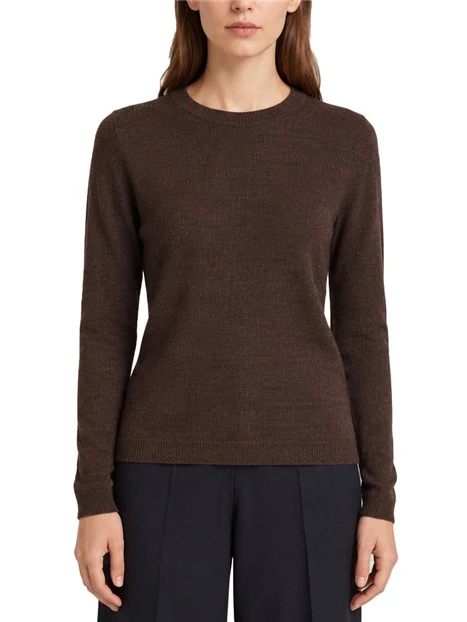 MAGLIA GIROCOLLO SLIM IN LANA E CASHMERE DONNA MARRONEW