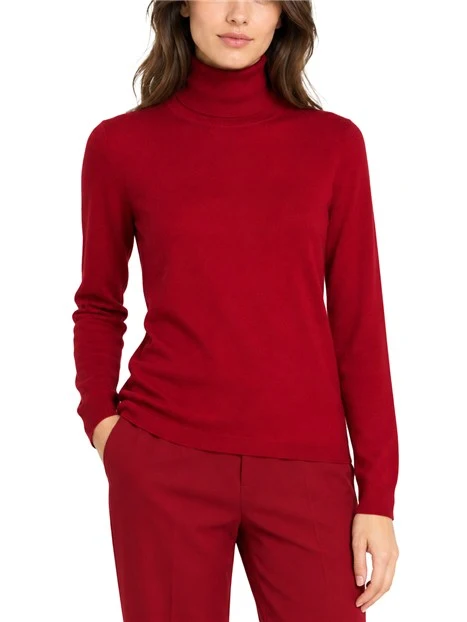 MAGLIA DOLCEVITA ADERENTE IN LANA E CASHMERE DONNA ROSSO