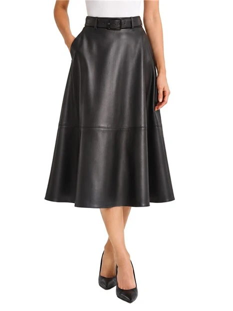 GONNA LUNGA IN JERSEY CON CINTURA DONNA NERO