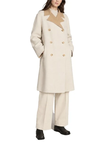 CAPPOTTO LUNGO DOPPIOPETTO IN MISTO LANA DONNA BEIGE