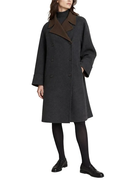 CAPPOTTO LUNGO DOPPIOPETTO IN MISTO LANA DONNA ANTRACITE