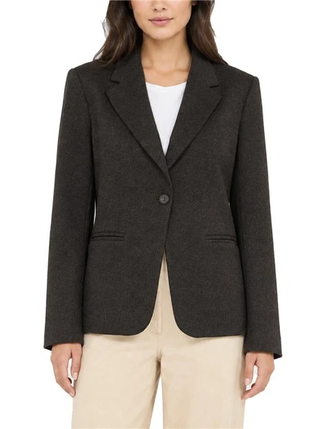 BLAZER MONOPETTO SLIM IN JERSEY JACQUARD DONNA MARRONE