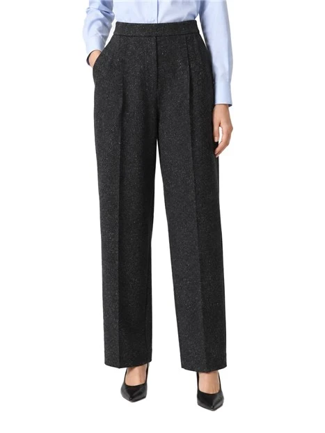 PANTALONI CROPPED IN JERSEY JACQUARD DONNA MARRONE