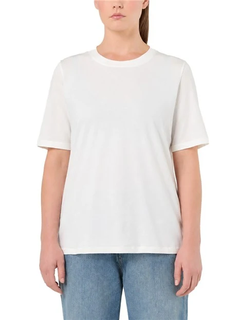 T-SHIRT MANICA CORTA IN JERSEY DI COTONE STRETCH DONNA  BIANCO