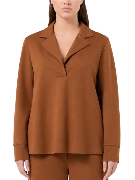 MAGLIA CON SCOLLO A V  IN JERSEY PUNTO MILANO DONNA MARRONE