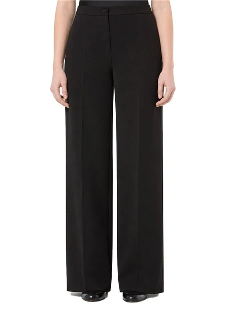 PANTALONI PALAZZO IN TESSUTO DIAGONALE BIELASTICO DONNA NERO