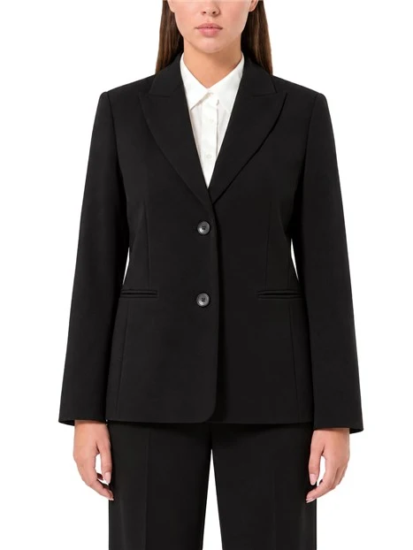 BLAZER IN JERSEY SCUBA CRÊPE STRETCH CON REVERS A LANCIA DONNA NERO