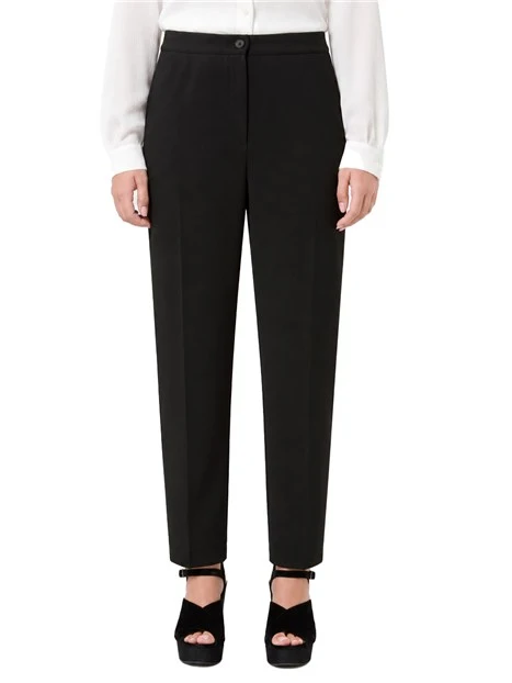 PANTALONI A SIGARETTA  SLIM IN JERSEY SCUBA CRÊPE STRETCH DONNA NERO