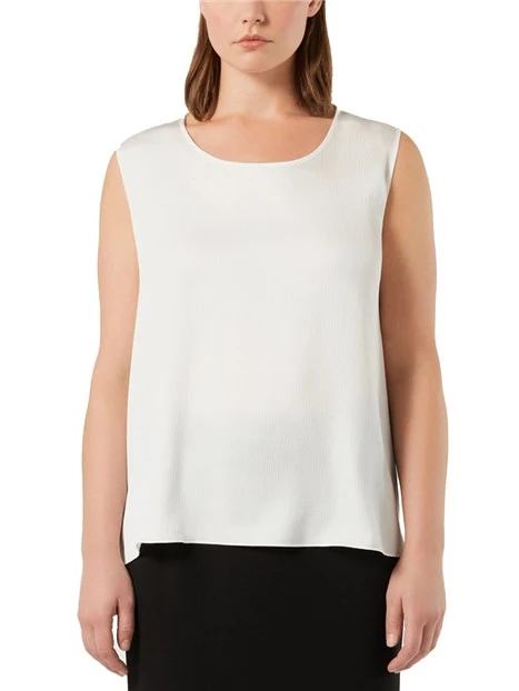 TOP IN RASO MARTELLATO CON MANICHE APPLICABILI DONNA BIANCO