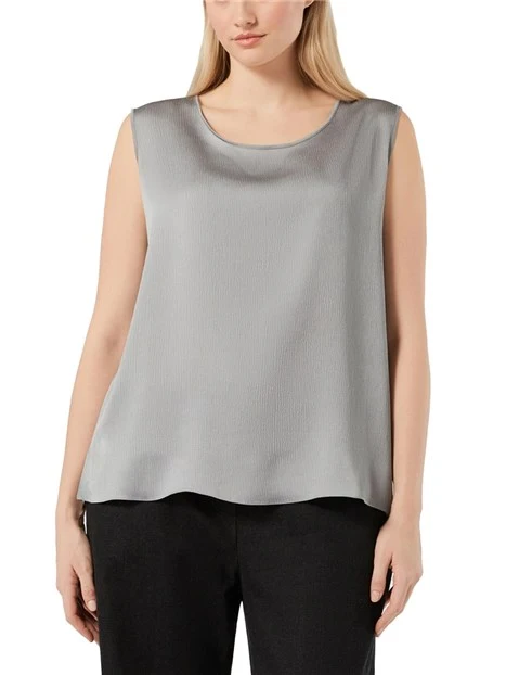 TOP IN RASO MARTELLATO CON MANICHE APPLICABILI DONNA GRIGIO