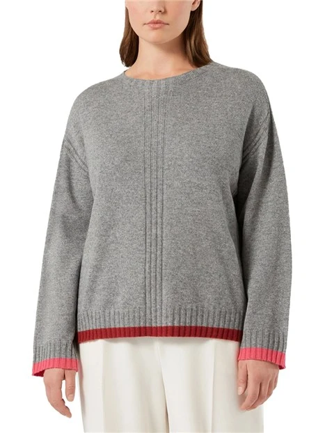 MAGLIA GIROCOLLO N MISTO CASHMERE CON LAVORAZIONE A COSTE DONNA GRIGIO