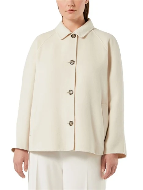CAPPOTTO CORTO IN PANNO DOUBLE SVASATO DONNA AVORIO