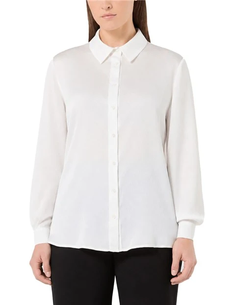 CAMICIA IN RASO MARTELLATO FLUIDO DONNA BIANCO