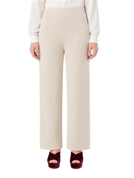 PANTALONI PALAZZO IN VISCOSA STRETCH DONNA AVORIO