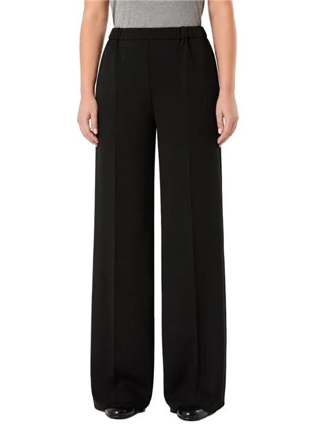 PANTALONI A PALAZZO IN JERSEY SCUBA CRÊPE DONNA NERO