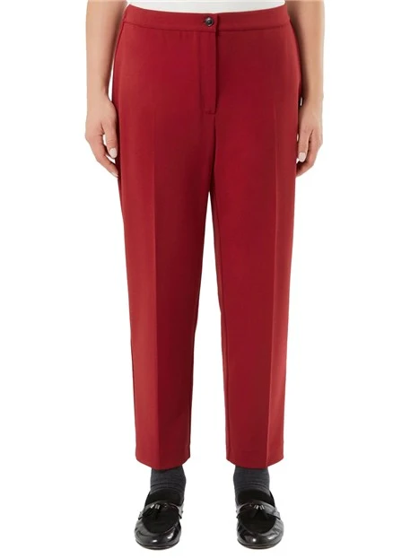 PANTALONI A SIGARETTA  SLIM IN JERSEY SCUBA CRÊPE STRETCH DONNA ROSSO