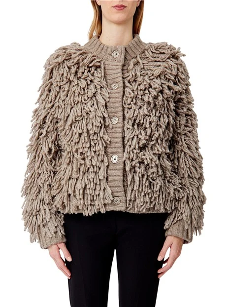 CAPPOTTO CORTO IN MAGLIA DONNA BEIGE
