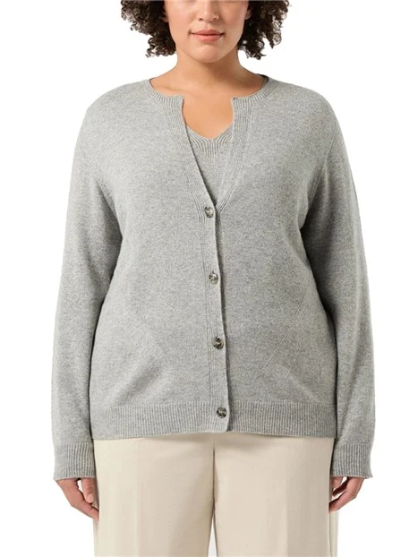 CARDIGAN IN MISTO LANA E CACHEMIRE DONNA GRIGIO