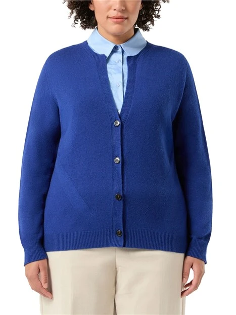 CARDIGAN IN MISTO LANA E CACHEMIRE DONNA BLU