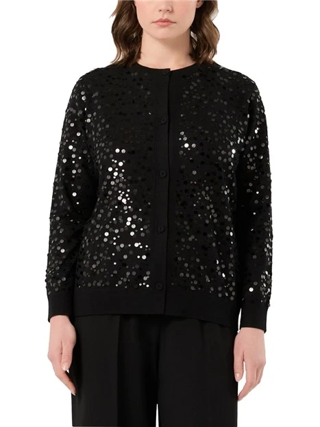 CARDIGAN CON PAILLETTES CON TOP INCLUSO  DONNA NERO