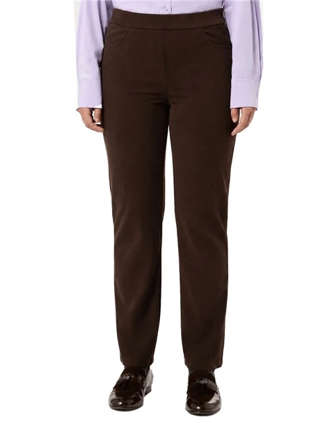 PANTALONI CHINO SLIM IN VELLUTO A COSTINE 1000 RIGHE DONNA MARRONE