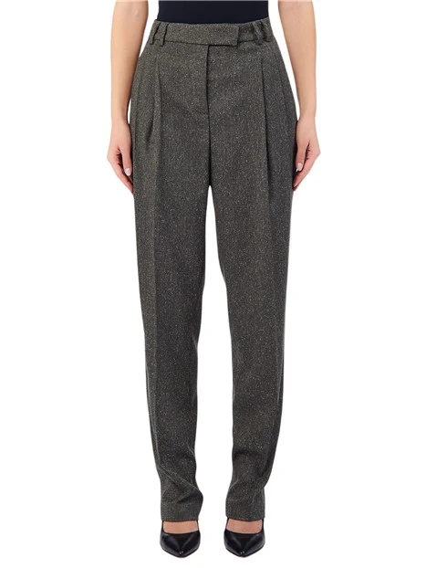 PANTALONE CHINO E A SIGARETTA TWEED DONNA DARK GREEN