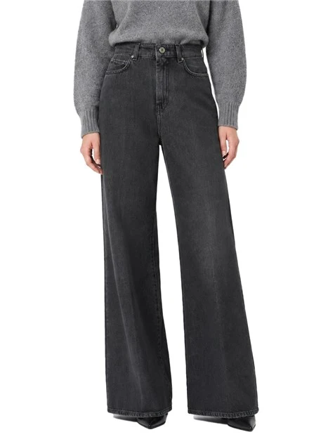 JEANS PALAZZO CINQUE TASCHE CON LABEL LOGATE DONNA NERO