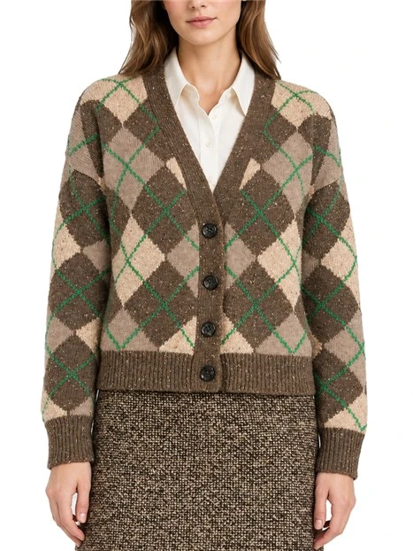 CARDIGAN ARGYLE IN LANA CON INTARSI DONNA